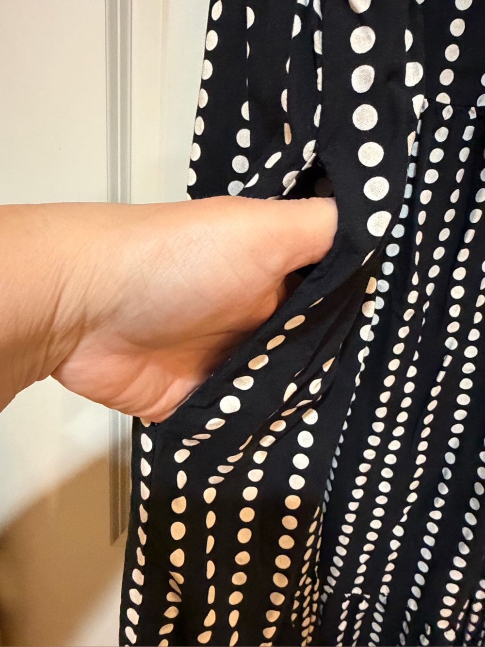 Ava & Viv Black and White Polka Dot Tiered Maxi Dress - Picture 7 of 8